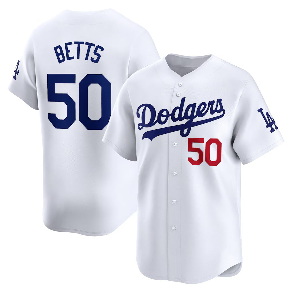 LA.Dodgers #50 Mookie Betts White Home Limited Player Jersey