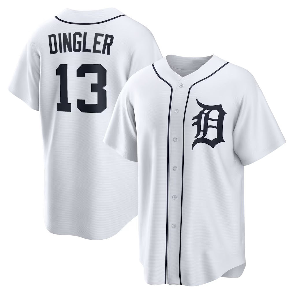 D.Tigers #13 Dillon Dingler White Home Replica Jersey