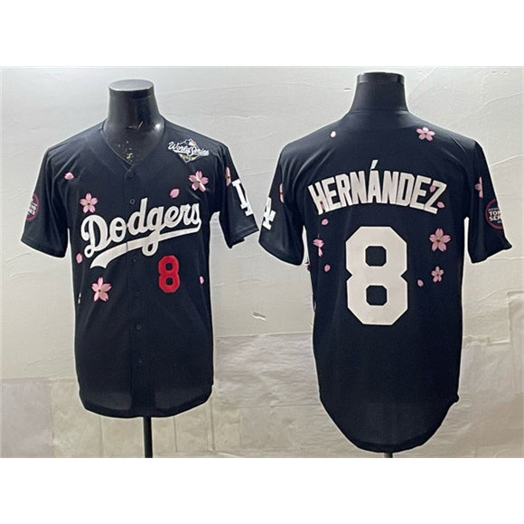 LA.Dodgers #8 Enrique Hernandez Black 2025 World Series Patch Tokyo Series Limited Stitched Jersey