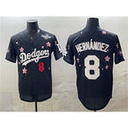 LA.Dodgers #8 Enrique Hernandez Black 2025 World Series Patch Tokyo Series Limited Stitched Jersey