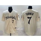 P.Phillies #7 Trea Turner Cream Gothic Vapor Limited Stitched Jersey