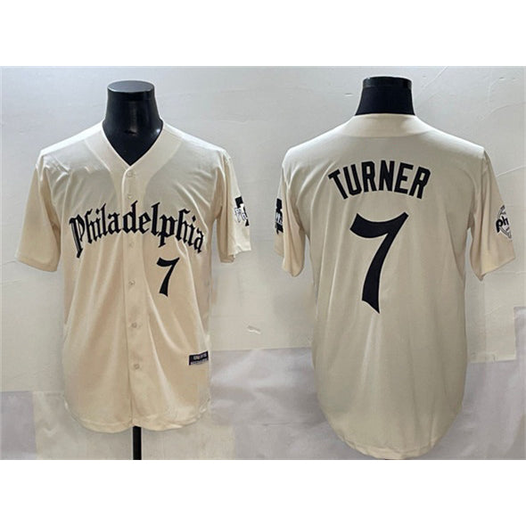 P.Phillies #7 Trea Turner Cream Gothic Vapor Limited Stitched Jersey
