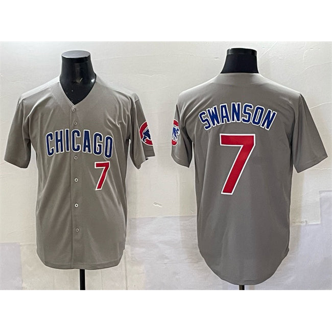 C.Cubs #7 Dansby Swanson Gray Limited Stitched Jersey