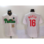P.Phillies #16 Brandon Marsh White Green Cool Base Stitched Jersey
