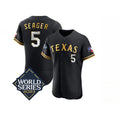 T.Rangers #5 Corey Seager Black Gold 2023 World Series Flex Base Stitched  Jersey