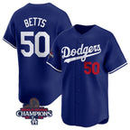 LA.Dodgers #50 Mookie Betts Royal 2024 World Series Champions Alternate Limited Stitched Jersey
