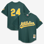 O.Athletics #35 Rickey Henderson Mitchell & Ness Green Authentic Batting Jersey