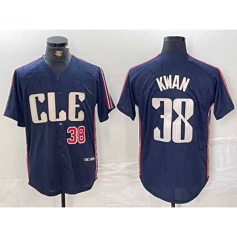 C.Guardians #38 Steven Kwan Number Navy 2024 City Connect Limited Stitched Jersey