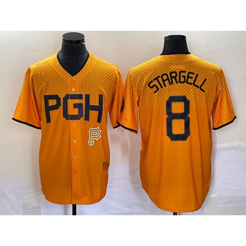 P.Pirates #8 Willie Stargell Gold 2023 City Connect 2 Stitched Jersey