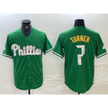P.Phillies #7 Trea Turner Green Cool Base Jersey