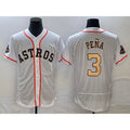 H.Astros #3 Jeremy Pena 2023 White Gold World Serise Champions Patch Flex Base Stitched Jersey
