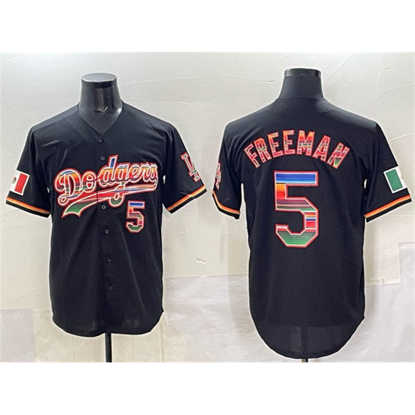 LA.Dodgers #5 Freddie Freeman Black Mexico Cool Base Stitched Jersey