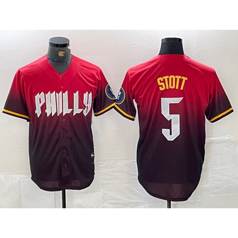 P.Phillies #5 Bryson Stott Number Red 2024 City Cool Base Jersey