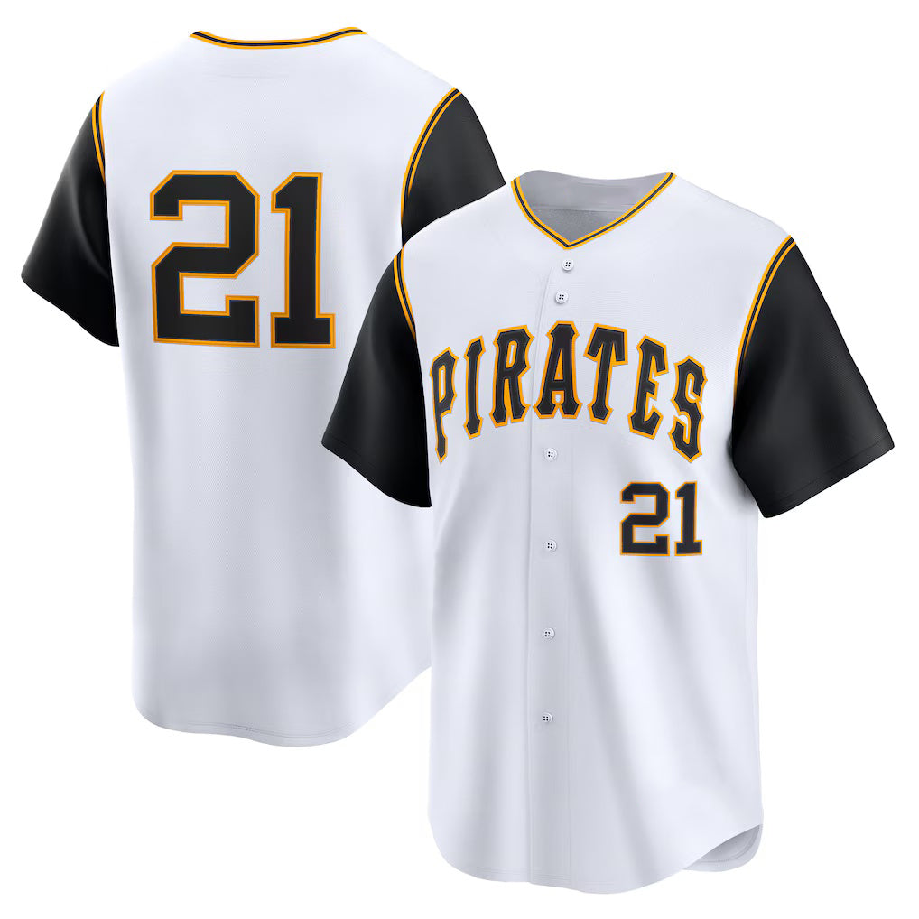 P.Pirates #21 Roberto Clemente White Cooperstown Collection Limited Jersey