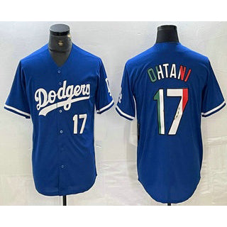 LA.Dodgers #17 Shohei Ohtani Number Mexico Blue Cool 2 Base Stitched Jersey