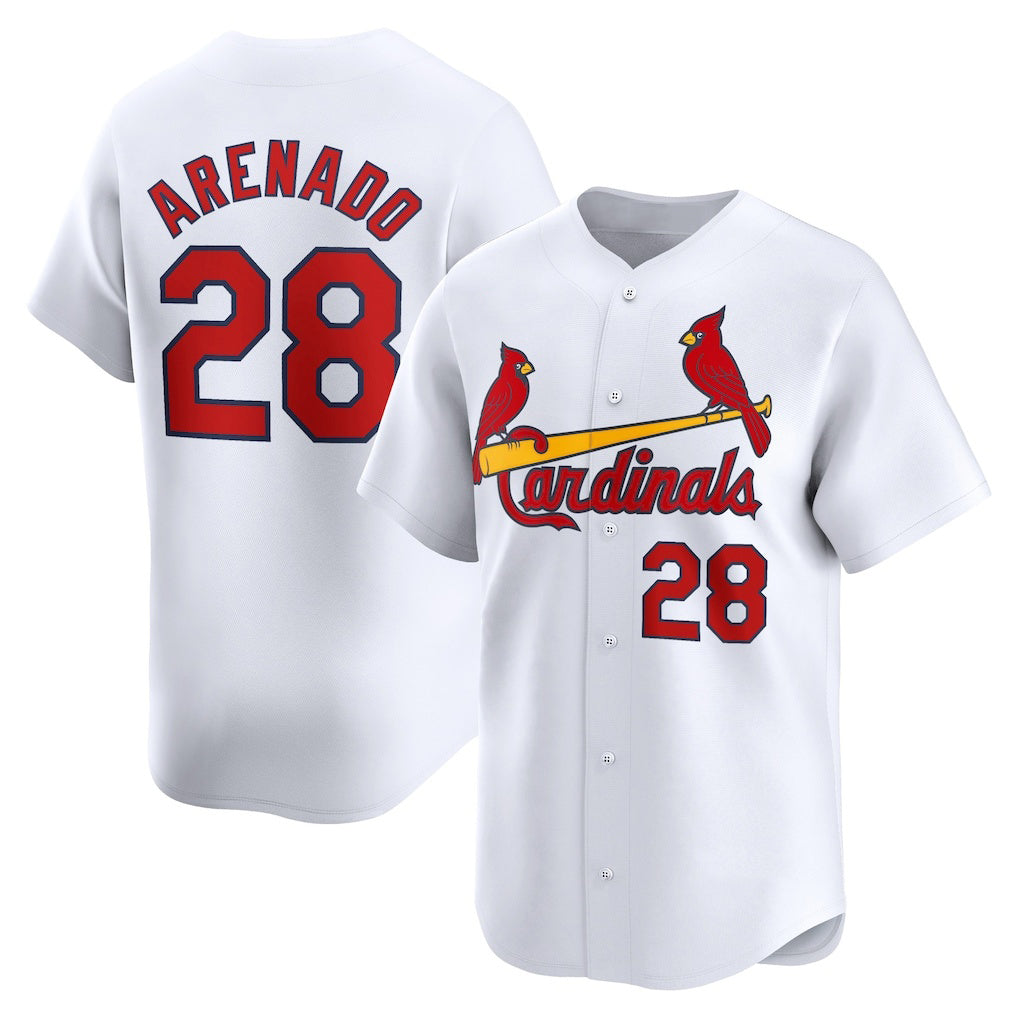 St. Louis Cardinals #28 Nolan Arenado White Home Limited Player Jersey