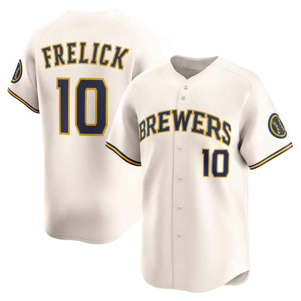 M.Brewers #10 Sal Frelick Cream Home Limited Player Jersey
