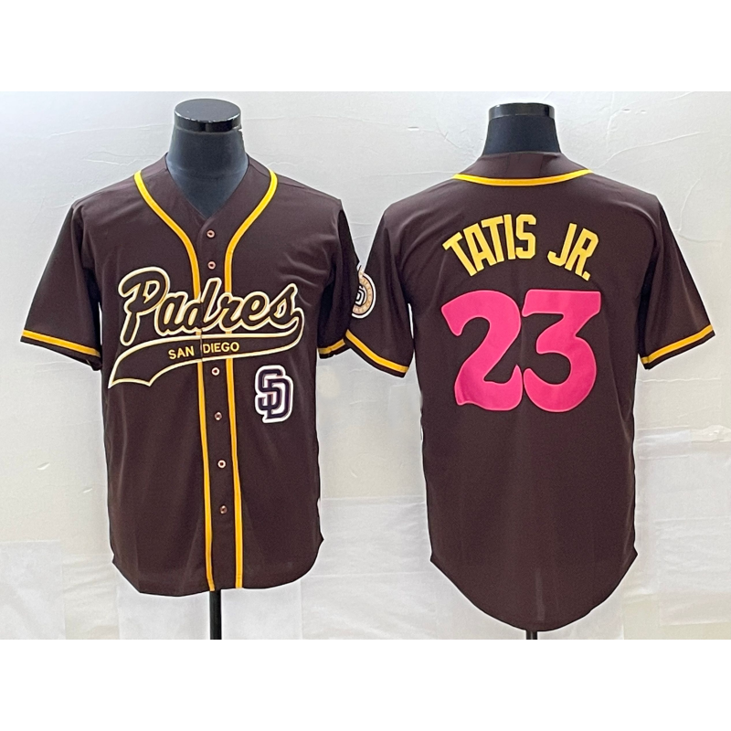 SD.Padres #23 Fernando Tatis Jr. Brown NEW 2023 City Connect Cool Base Stitched Jersey