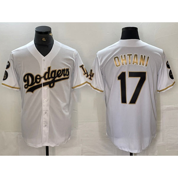 LA.Dodgers #17 Shohei Ohtani White Gold Fashion Stitched Cool Base Limited Jersey