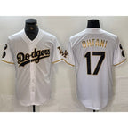 LA.Dodgers #17 Shohei Ohtani White Gold Fashion Stitched Cool Base Limited Jersey