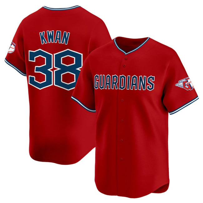 C.Guardians #38 Steven Kwan Red Alternate Limited Stitched Jersey
