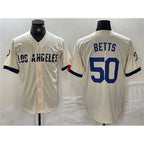 LA.Dodgers #50 Mookie Betts Cream Stitched Jersey