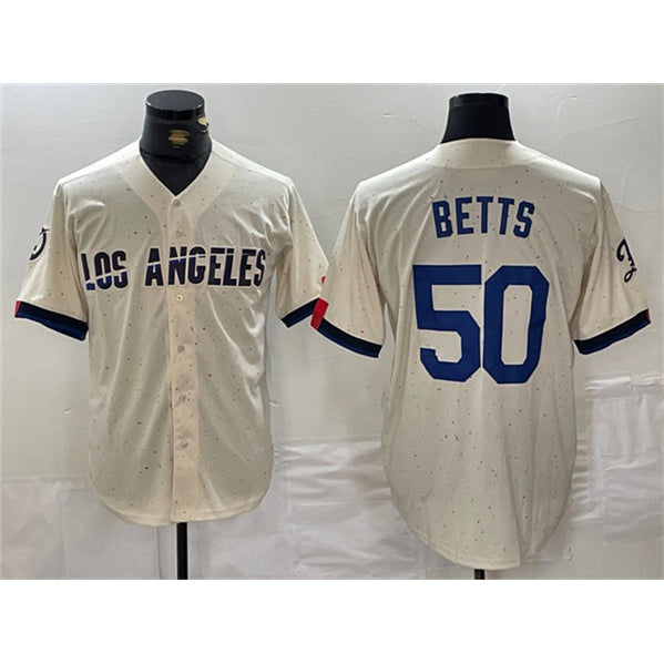 LA.Dodgers #50 Mookie Betts Cream Stitched Jersey