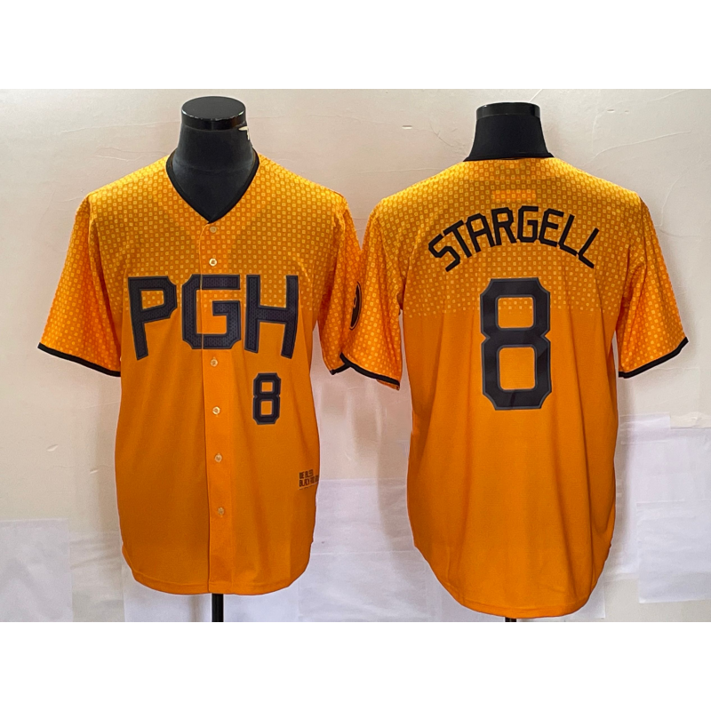 P.Pirates #8 Willie Stargell Number Gold 2023 City Connect 2 Stitched Jersey