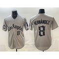 LA.Dodgers #8 Enrique Hernandez Grey LA Gothic Style With 2025 World Series Champions Patch Limited Stitched Jersey