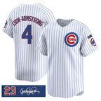 C.Cubs #4 Pete Crow-Armstrong White Pinstripe 'Ryne Sandberg Tribute' Vapor Limited V3 Stitched Jersey