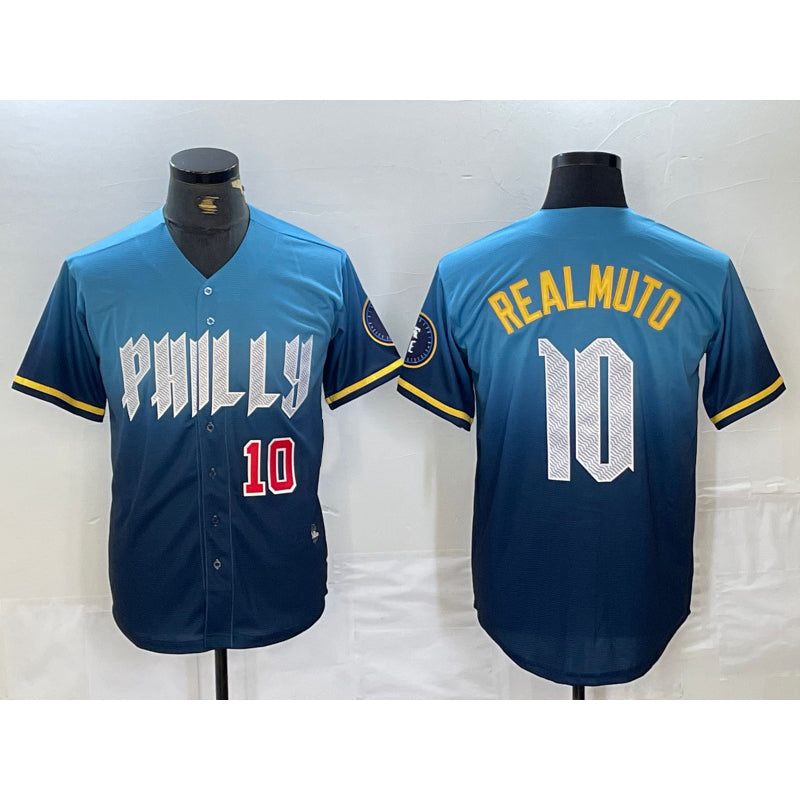 P.Phillies #10 J.T. Realmuto Number Blue 2024 City Connect Limited Stitched Jerseys