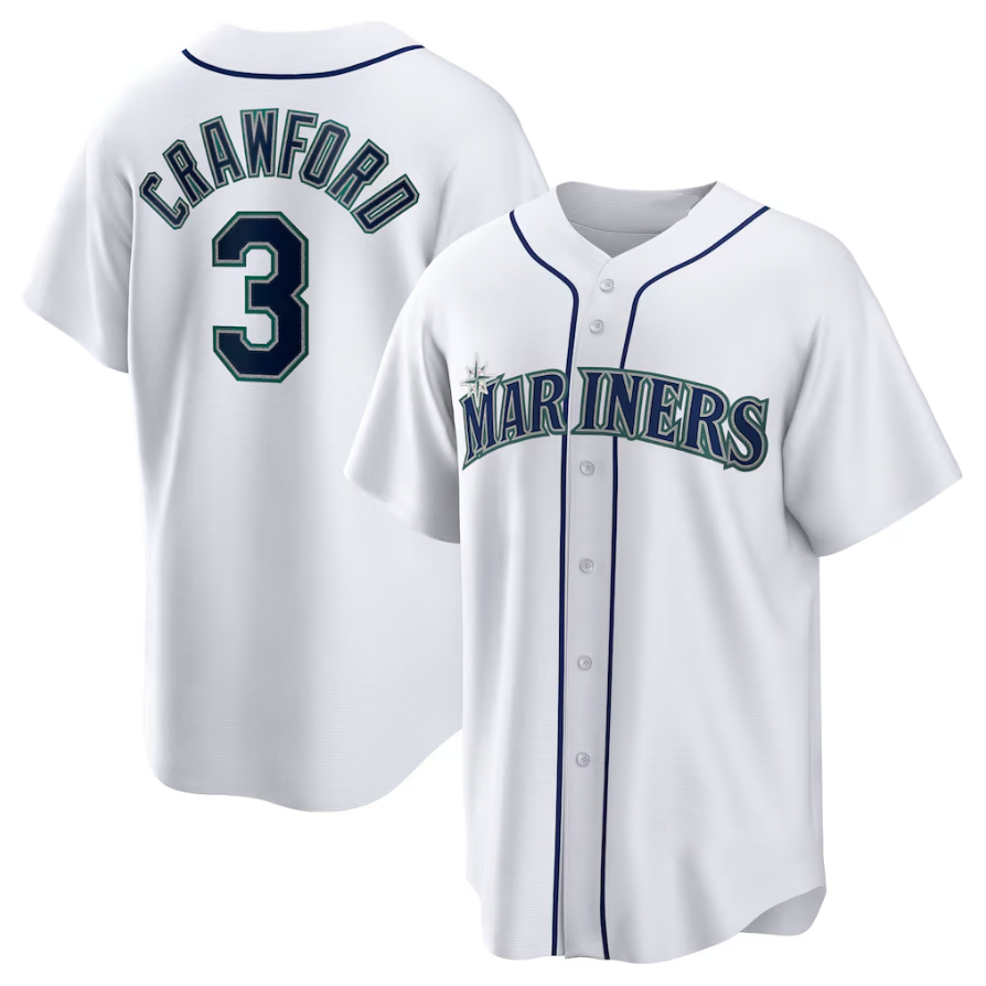 S.Mariners #3 JP Crawford White Home Replica Jersey