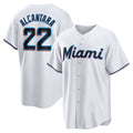M.Marlins #22 Sandy Alcantara White Replica Player Jersey