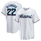 M.Marlins #22 Sandy Alcantara White Replica Player Jersey