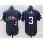 H.Astros #3 Jeremy Pena Number Mexico Black Cool Base Stitched Jersey