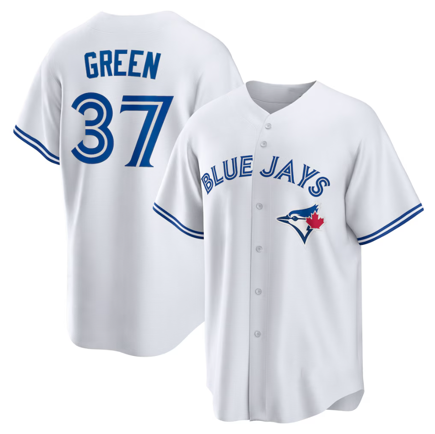TB.Jays #37 Chad Green White Home Replica Player Jersey