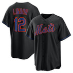 NY.Mets #12 Francisco Lindor Black Alternate Replica Jersey