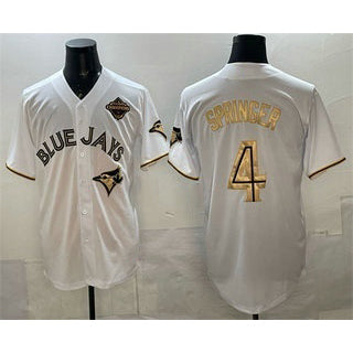 TB.Jays #4 George Springer White Gold 2025 American League Champions Limited Stitched Jersey