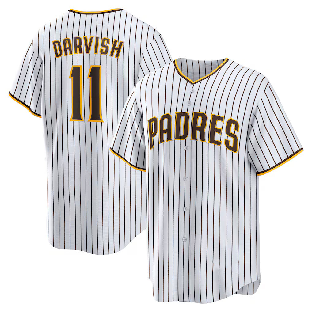 SD.Padres #11 Yu Darvish White Home Replica Player Jersey