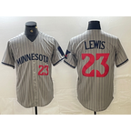 M.Twins #23 Royce Lewis Number 2023 Grey Home Team Cool Base Stitched Jersey