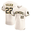 M.Brewers #22 Christian Yelich Cream Home Elite Player Jersey