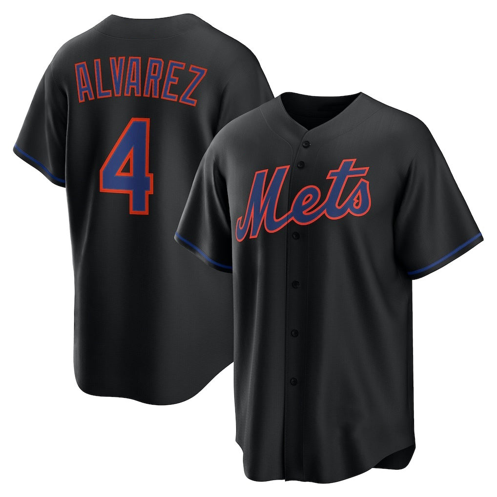 NY.Mets #4 Francisco Alvarez Black Alternate Replica Jersey