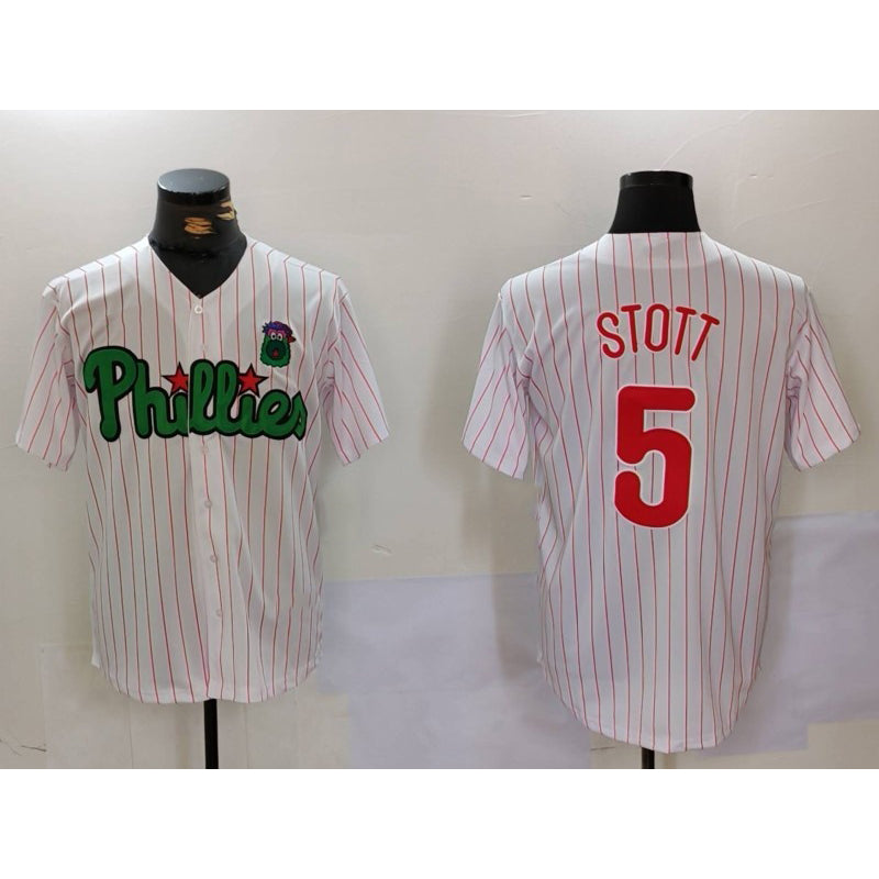 P.Phillies #5 Bryson Stott White Green Cool Base 2 Stitched Jersey