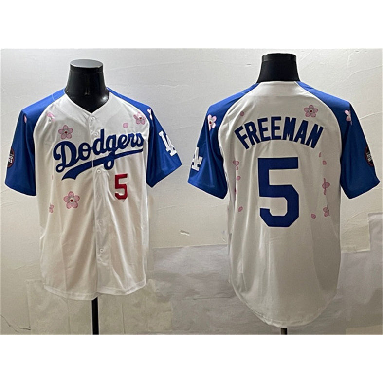 LA.Dodgers #5 Freddie Freeman White Royal 2025 Tokyo Series Limited Stitched Jersey
