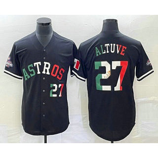 H.Astros #27 Jose Altuve Number Mexico Black Cool Base Stitched  Jersey