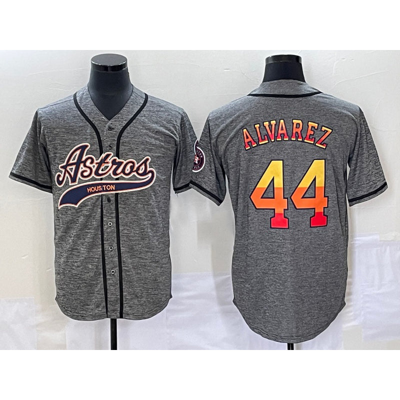 H.Astros #44 Yordan Alvarez Grey Gridiron Cool Base Stitched  Jersey