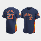 H.Astros #27 Jose Altuve Navy 60th Anniversary Flex Base Stitched  Jersey
