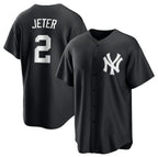 NY.Yankees #2 Derek Jeter Black Lights Out Limited Stitched  Jersey