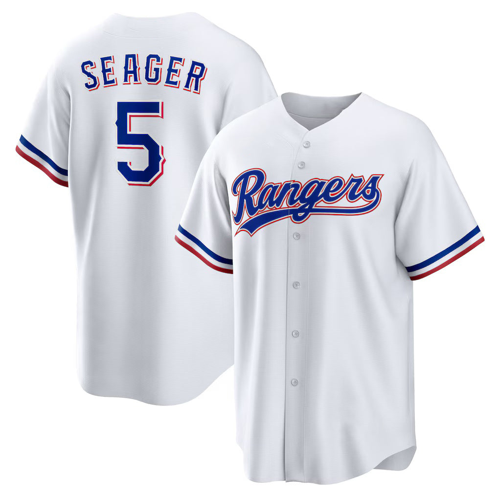 T.Rangers #5 Corey Seager White Home Replica Player Jersey