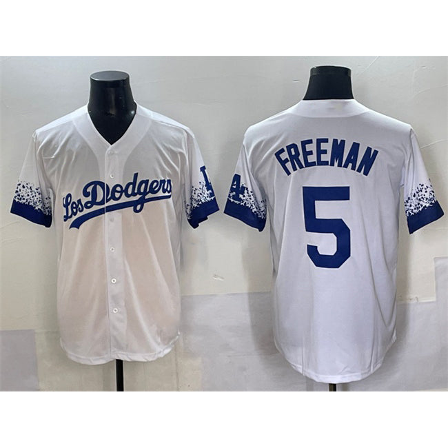 LA.Dodgers #5 Freddie Freeman White City Connect Cool Base Stitched Jersey